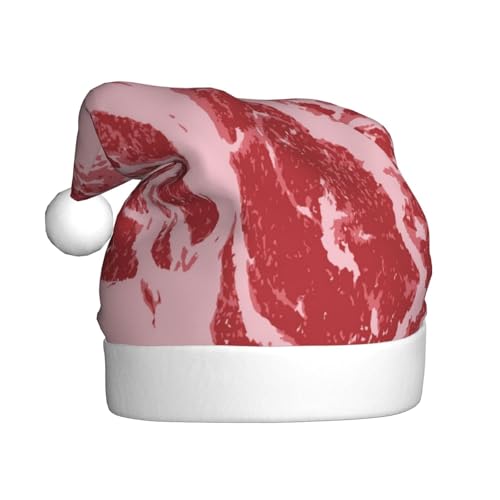 Kuilepa Weihnachtshut mit gestreiftem Fleischdruck, Weihnachtsmannhut, Weihnachtsmütze für Erwachsene, verdickte Weihnachtsmannmützen für Weihnachten, Neujahr, Feiertag von Kuilepa