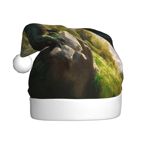 Kuilepa Weihnachtshut mit grünem Drachenmuster, tiefer Waldstein, Weihnachtsmann-Hut für Erwachsene, verdickte Weihnachtsmannmützen für Weihnachten, Jahr Kuilepa Weihnachtshut mit grünem Drachenmuster, tiefer Waldstein, Weihnachtsmann-Hut für Erwachsene, verdickte Weihnachtsmannmützen für Weihnachten, Jahr von Kuilepa