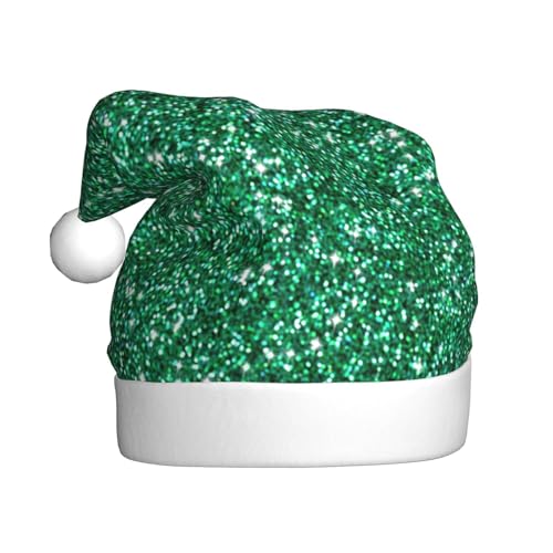 Kuilepa Weihnachtshut mit grünem Glitzerdruck, Weihnachtsmannhut, Weihnachtsmütze für Erwachsene, verdickte Weihnachtsmannmützen für Weihnachten, Neujahr von Kuilepa