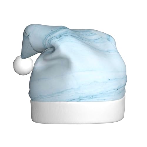Kuilepa Weihnachtshut mit hellblauem Marmordruck, Weihnachtsmannhut, Weihnachtsmütze für Erwachsene, verdickte Weihnachtsmannmützen für Weihnachten, Neujahr von Kuilepa