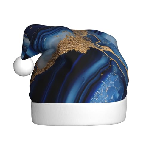 Kuilepa Weihnachtshut mit marineblauem Marmormuster, Weihnachtsmann-Hut für Erwachsene, verdickte Weihnachtsmannmützen für Weihnachten, Neujahr, Kuilepa Weihnachtshut mit marineblauem Marmormuster, Weihnachtsmann-Hut für Erwachsene, verdickte Weihnachtsmannmützen für Weihnachten, Neujahr, von Kuilepa