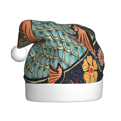 Kuilepa Weihnachtshut mit reichem Fischdruck, Weihnachtsmannhut, Weihnachtsmütze für Erwachsene, verdickte Weihnachtsmannmützen für Weihnachten, Neujahr, Partyzubehör von Kuilepa