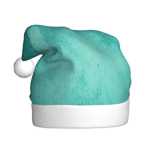 Kuilepa Weihnachtshut mit türkisfarbenem Druck, Weihnachtsmann-Hut für Erwachsene, verdickte Weihnachtsmannmützen für Weihnachten, Neujahr, Partyzubehör von Kuilepa