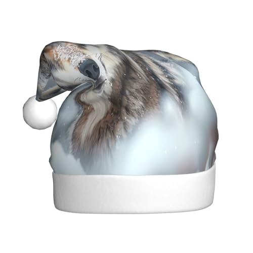 Kuilepa Weihnachtshut mit verschneitem Wolfdruck, Weihnachtsmannmütze, Weihnachtsmütze für Erwachsene, verdickte Weihnachtsmannmützen für Weihnachten, Neujahr, Partyzubehör Kuilepa Weihnachtshut mit verschneitem Wolfdruck, Weihnachtsmannmütze, Weihnachtsmütze für Erwachsene, verdickte Weihnachtsmannmützen für Weihnachten, Neujahr, Partyzubehör von Kuilepa