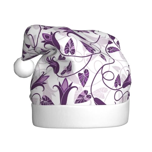 Kuilepa Weihnachtshut mit violettem Blumenmuster, Weihnachtsmannhut, Weihnachtsmütze für Erwachsene, verdickte Weihnachtsmannmützen für Weihnachten, Neujahr Kuilepa Weihnachtshut mit violettem Blumenmuster, Weihnachtsmannhut, Weihnachtsmütze für Erwachsene, verdickte Weihnachtsmannmützen für Weihnachten, Neujahr von Kuilepa
