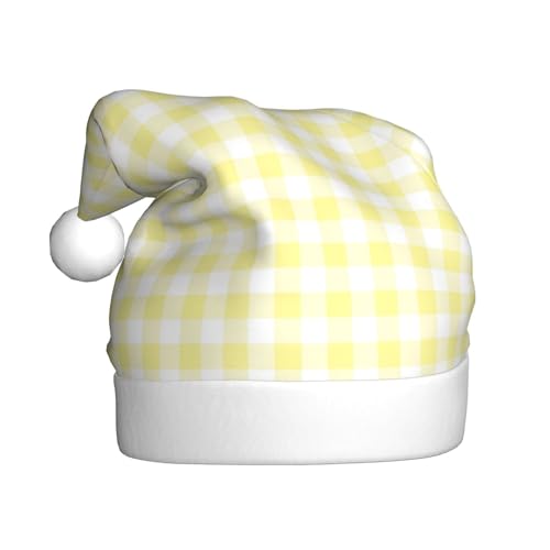 Kuilepa Weihnachtshut mit zitronengelbem Brettdruck, Weihnachtsmannmütze, Weihnachtsmütze für Erwachsene, verdickte Weihnachtsmannmützen für Weihnachten, Neujahr, Zubehör von Kuilepa