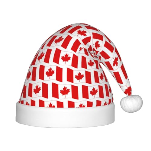 Kuilepa Weihnachtsmannhut mit Kanada-Druck, Weihnachtsmütze für Kinder, Unisex, bequeme Weihnachtsmützen für Weihnachten, Neujahr, Partyzubehör von Kuilepa