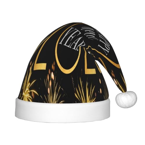 Kuilepa Weihnachtsmannhut mit Neujahrsdruck 2025, Weihnachtsmütze für Kinder, bequeme Unisex-Weihnachtsmützen für Weihnachten, Neujahr, Feiertage, Partyzubehör von Kuilepa