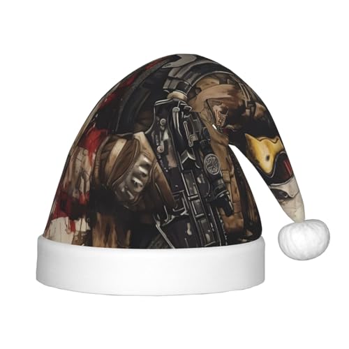 Kuilepa Weihnachtsmütze mit Adler-Druck, Weihnachtsmütze für Kinder, bequeme Unisex-Weihnachtsmützen für Weihnachten, Neujahr, Feiertage, Partyzubehör von Kuilepa