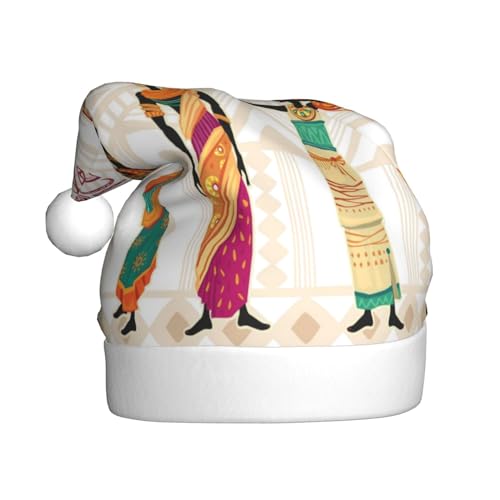 Kuilepa Weihnachtsmütze mit Aufdruck "Afrikanische Frau", Weihnachtsmannmütze, Weihnachtsmütze für Erwachsene, verdickte Weihnachtsmützen für Weihnachten, Neujahr, Urlaub, Partyzubehör von Kuilepa
