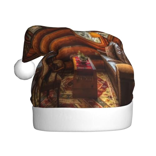 Kuilepa Weihnachtsmütze mit Aufdruck innen, Weihnachtsmannhut, Weihnachtsmütze für Erwachsene, verdickte Weihnachtsmannmützen für Weihnachten, Neujahr, Partyzubehör von Kuilepa