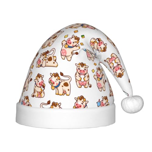Kuilepa Weihnachtsmütze mit Bauernhoftier-Druck, Weihnachtsmütze für Kinder, bequeme Unisex-Weihnachtsmützen für Weihnachten, Neujahr, Partyzubehör von Kuilepa