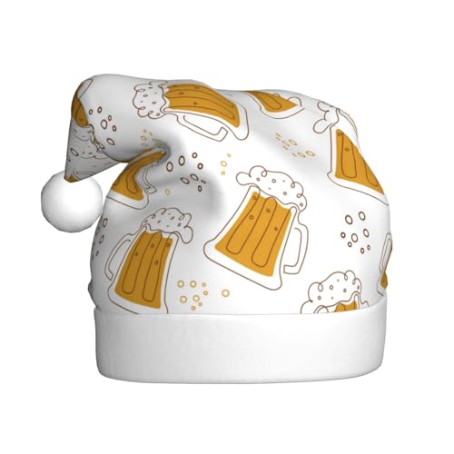 Kuilepa Weihnachtsmütze mit Bierdruck, Weihnachtsmannmütze, Weihnachtsmütze für Erwachsene, verdickte Weihnachtsmannmützen für Weihnachten, Neujahr, Urlaub von Kuilepa