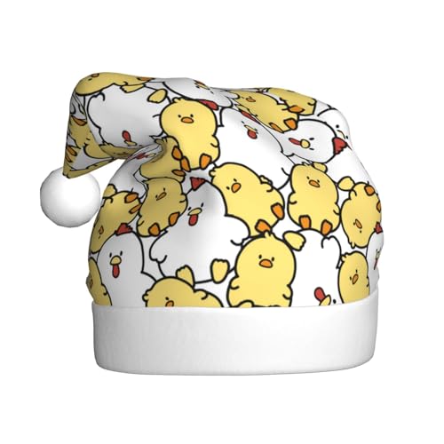 Kuilepa Weihnachtsmütze mit Cartoon-Huhn-Druck, Weihnachtsmannmütze, Weihnachtsmütze für Erwachsene, verdickte Weihnachtsmützen für Weihnachten, Neujahr, Urlaub von Kuilepa