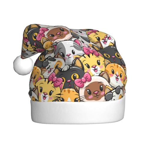 Kuilepa Weihnachtsmütze mit Cartoon-Katzen-Druck, Weihnachtsmann-Hut für Erwachsene, verdickte Weihnachtsmannmützen für Weihnachten, Neujahr, Zubehör Kuilepa Weihnachtsmütze mit Cartoon-Katzen-Druck, Weihnachtsmann-Hut für Erwachsene, verdickte Weihnachtsmannmützen für Weihnachten, Neujahr, Zubehör von Kuilepa