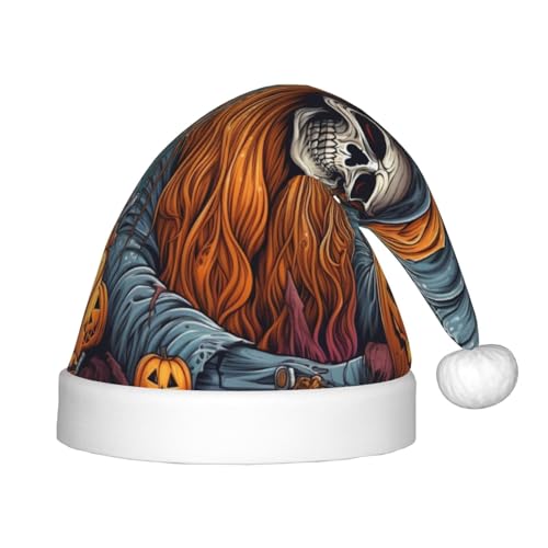 Kuilepa Weihnachtsmütze mit Cartoon-Totenkopf-Druck, Weihnachtsmütze für Kinder, bequeme Unisex-Weihnachtsmützen für Weihnachten, Neujahr, Feiertage, Zubehör für von Kuilepa