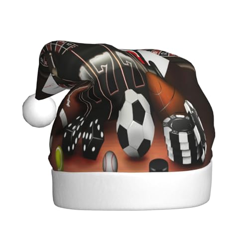 Kuilepa Weihnachtsmütze mit Casino- und Sportdruck, Weihnachtsmannmütze, Weihnachtsmütze für Erwachsene, verdickte Weihnachtsmannmützen für Weihnachten, Neujahr, Urlaub, Partyzubehör von Kuilepa