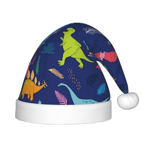 Kuilepa Weihnachtsmütze mit Dinosaurier-Druck, Weihnachtsmütze für Kinder, Unisex, bequeme Weihnachtsmützen für Weihnachten, Neujahr, Partyzubehör von Kuilepa