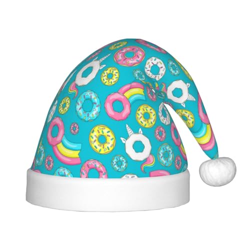 Kuilepa Weihnachtsmütze mit Donut-Druck, Weihnachtsmütze für Kinder, Unisex, bequem für Weihnachten, Neujahr, Feiertage, Partyzubehör von Kuilepa