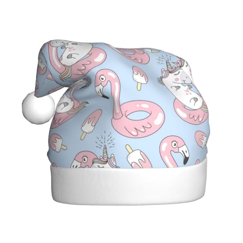 Kuilepa Weihnachtsmütze mit Einhorn-Druck, Weihnachtsmann-Hut für Erwachsene, verdickte Weihnachtsmannmützen für Weihnachten, Neujahr, Partyzubehör Kuilepa Weihnachtsmütze mit Einhorn-Druck, Weihnachtsmann-Hut für Erwachsene, verdickte Weihnachtsmannmützen für Weihnachten, Neujahr, Partyzubehör von Kuilepa
