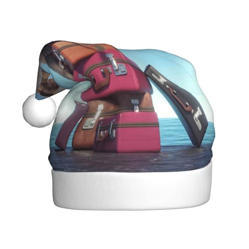 Kuilepa Weihnachtsmütze mit Elefantenmotiv, Weihnachtsmannmütze, Weihnachtsmütze für Erwachsene, verdickte Weihnachtsmannmützen für Weihnachten, Neujahr, Urlaub, Partyzubehör von Kuilepa
