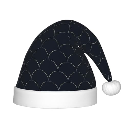 Kuilepa Weihnachtsmütze mit Fischschuppenmuster, schwarz, Weihnachtsmütze für Kinder, bequeme Unisex-Weihnachtsmützen für Weihnachten, Neujahr, Partyzubehör von Kuilepa