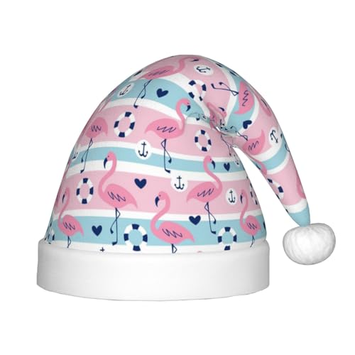 Kuilepa Weihnachtsmütze mit Flamingo-Druck, Weihnachtsmütze für Kinder, Unisex, bequeme Weihnachtsmützen für Weihnachten, Neujahr, Feiertage, Partyzubehör von Kuilepa