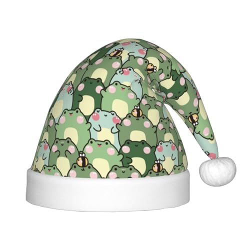 Kuilepa Weihnachtsmütze mit Frosch-Druck, Weihnachtsmütze für Kinder, Unisex, bequem für Weihnachten, Neujahr, Feiertage, Partyzubehör von Kuilepa