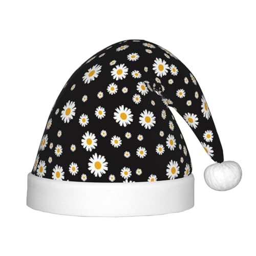 Kuilepa Weihnachtsmütze mit Gänseblümchen-Druck, Unisex-Weihnachtsmütze für Weihnachten, Neujahr, Feste, Partyzubehör von Kuilepa