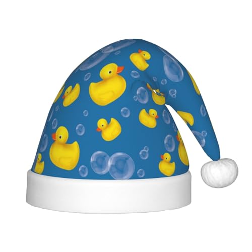 Kuilepa Weihnachtsmütze mit Gummiente bedruckt, Weihnachtsmütze für Kinder, Unisex, für Weihnachten, Neujahr, Feiertage, Partyzubehör von Kuilepa