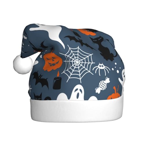 Kuilepa Weihnachtsmütze mit Halloween-Aufdruck, Weihnachtsmannmütze, Weihnachtsmütze für Erwachsene, verdickte Weihnachtsmannmützen für Weihnachten, Neujahr, Urlaub, Partyzubehör von Kuilepa