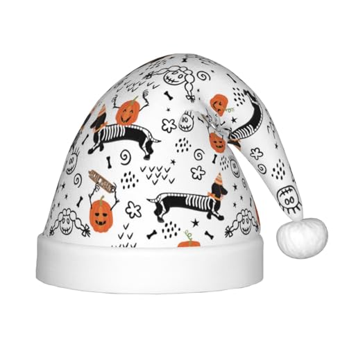 Kuilepa Weihnachtsmütze mit Halloween-Dackel-Druck, Weihnachtsmütze für Kinder, bequeme Unisex-Weihnachtsmützen für Weihnachten, Neujahr, Partyzubehör Kuilepa Weihnachtsmütze mit Halloween-Dackel-Druck, Weihnachtsmütze für Kinder, bequeme Unisex-Weihnachtsmützen für Weihnachten, Neujahr, Partyzubehör von Kuilepa
