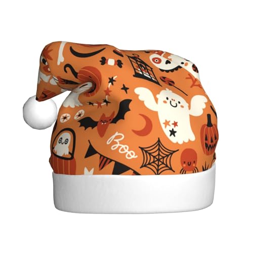 Kuilepa Weihnachtsmütze mit Halloween-Druck, Weihnachtsmann-Hut für Erwachsene, verdickte Weihnachtsmannmützen für Weihnachten, Neujahr, Partyzubehör von Kuilepa