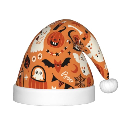 Kuilepa Weihnachtsmütze mit Halloween-Druck, Weihnachtsmütze für Kinder, Unisex, bequem, für Weihnachten, Neujahr, Feiertage, Partyzubehör von Kuilepa