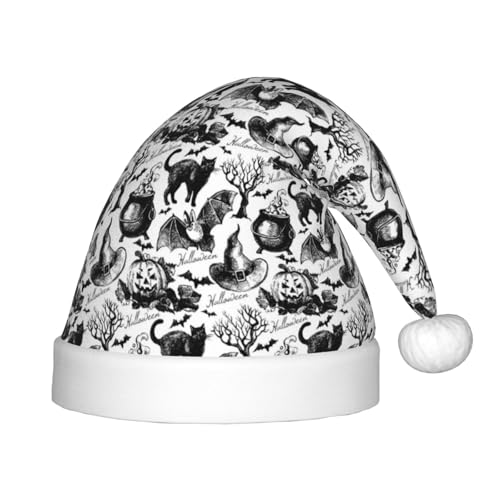 Kuilepa Weihnachtsmütze mit Halloween-Druck, schwarz, weiß, Weihnachtsmütze, Weihnachtsmütze, Weihnachtsmütze, Neujahrsmütze, Partyzubehör Kuilepa Weihnachtsmütze mit Halloween-Druck, schwarz, weiß, Weihnachtsmütze, Weihnachtsmütze, Weihnachtsmütze, Neujahrsmütze, Partyzubehör von Kuilepa