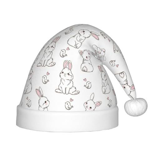 Kuilepa Weihnachtsmütze mit Hasen- und Vogelmotiv, Weihnachtsmütze für Kinder, Unisex, bequeme Weihnachtsmützen für Weihnachten, Neujahr, Feiertage, Partyzubehör von Kuilepa