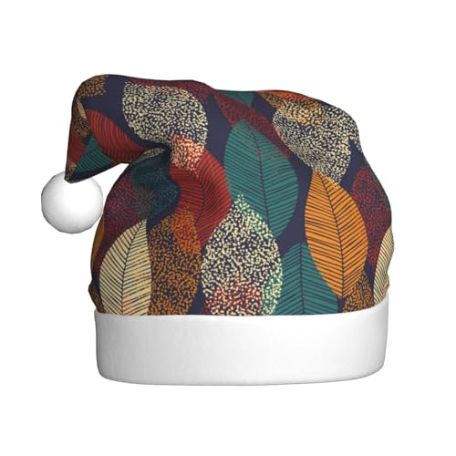Kuilepa Weihnachtsmütze mit Herbstblättern, Weihnachtsmannmütze, Weihnachtsmütze für Erwachsene, verdickte Weihnachtsmannmützen für Weihnachten, Neujahr, Urlaub, Partyzubehör von Kuilepa