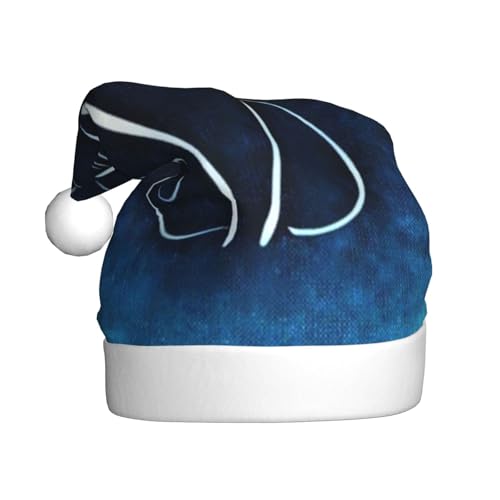 Kuilepa Weihnachtsmütze mit Katzenskizzendruck, Weihnachtsmannmütze, Weihnachtsmütze für Erwachsene, verdickte Weihnachtsmannmützen für Weihnachten, Neujahr, Urlaub, Partyzubehör von Kuilepa
