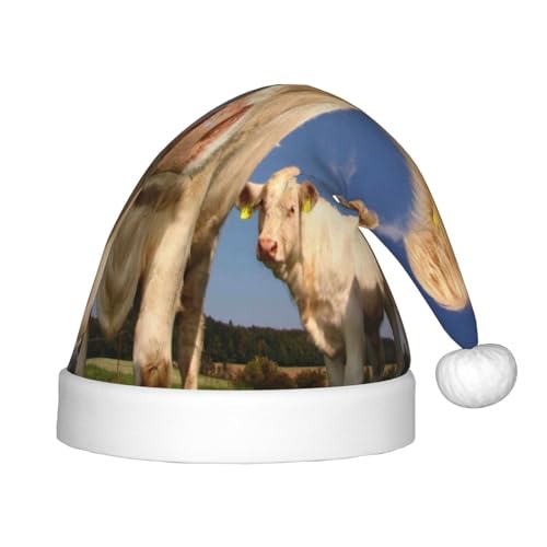 Kuilepa Weihnachtsmütze mit Kühendruck, Weihnachtsmütze für Kinder, bequeme Unisex-Weihnachtsmützen für Weihnachten, Neujahr, Partyzubehör von Kuilepa