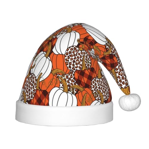 Kuilepa Weihnachtsmütze mit Kürbis-Druck, Weihnachtsmütze für Kinder, Unisex, bequeme Weihnachtsmützen für Weihnachten, Neujahr, Feiertage, Partyzubehör von Kuilepa