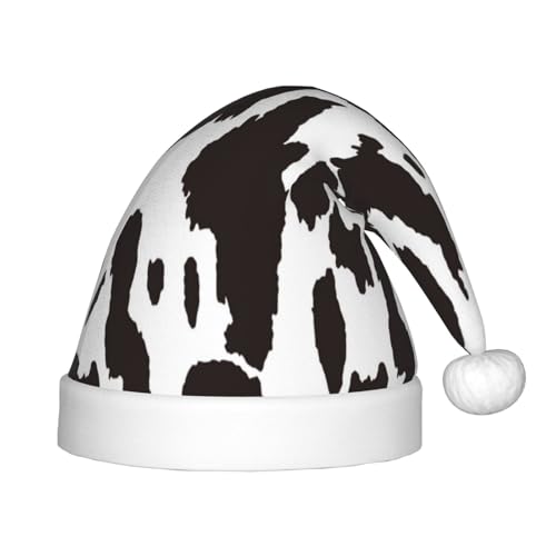 Kuilepa Weihnachtsmütze mit Kuhfellmuster, Weihnachtsmütze für Kinder, Unisex, bequeme Weihnachtsmützen für Weihnachten, Neujahr, Feiertage, Partyzubehör von Kuilepa