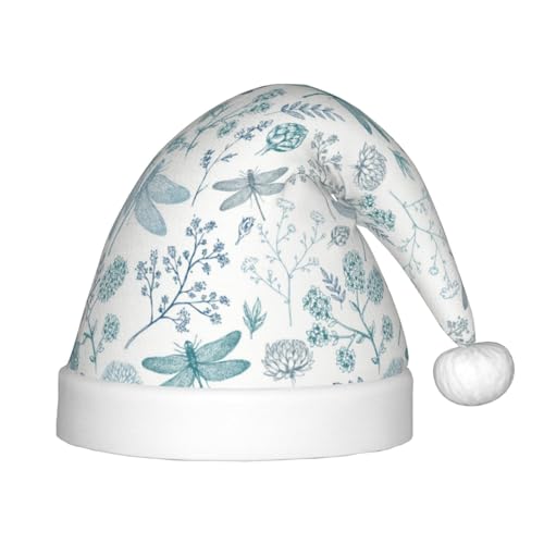 Kuilepa Weihnachtsmütze mit Libellenmuster, Weihnachtsmütze für Kinder, Unisex, bequeme Weihnachtsmützen für Weihnachten, Neujahr, Feiertage, Partyzubehör von Kuilepa