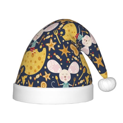 Kuilepa Weihnachtsmütze mit Maus-Käse-Druck, Weihnachtsmütze für Kinder, Unisex, bequeme Weihnachtsmützen für Weihnachten, Neujahr, Feiertage, Partyzubehör Kuilepa Weihnachtsmütze mit Maus-Käse-Druck, Weihnachtsmütze für Kinder, Unisex, bequeme Weihnachtsmützen für Weihnachten, Neujahr, Feiertage, Partyzubehör von Kuilepa