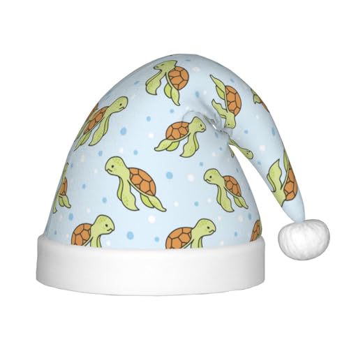Kuilepa Weihnachtsmütze mit Meeresschildkröten-Druck, Weihnachtsmütze für Kinder, Unisex, bequem für Weihnachten, Neujahr, Feiertage, Partyzubehör von Kuilepa