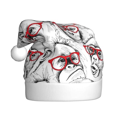 Kuilepa Weihnachtsmütze mit Overalldruck, Weihnachtsmannhut, Weihnachtsmütze für Erwachsene, verdickte Weihnachtsmannmützen für Weihnachten, Neujahr, Partyzubehör von Kuilepa
