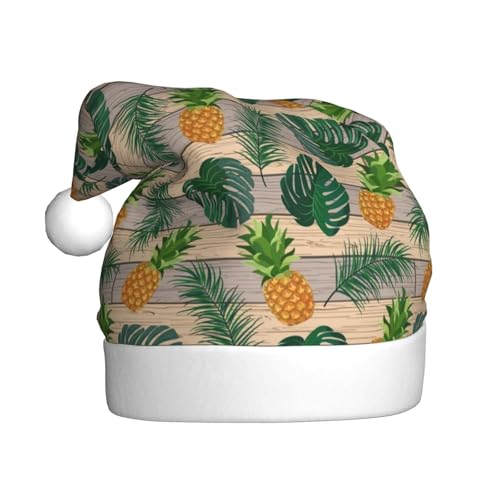 Kuilepa Weihnachtsmütze mit Palmblatt-Druck, Weihnachtsmannmütze, Weihnachtsmütze für Erwachsene, verdickte Weihnachtsmannmützen für Weihnachten, Neujahr, Partyzubehör von Kuilepa