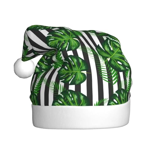 Kuilepa Weihnachtsmütze mit Palmengründruck, Weihnachtsmannmütze, Weihnachtsmütze für Erwachsene, verdickte Weihnachtsmannmützen für Weihnachten, Neujahr, Urlaub, Partyzubehör von Kuilepa