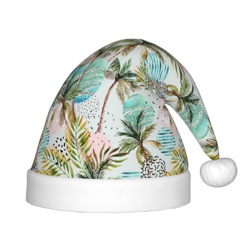 Kuilepa Weihnachtsmütze mit Palmenmuster, Weihnachtsmütze für Kinder, Unisex, bequeme Weihnachtsmützen für Weihnachten, Neujahr, Feiertage, Partyzubehör von Kuilepa