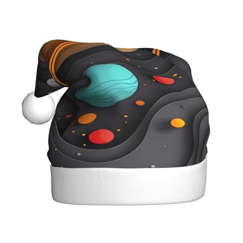 Kuilepa Weihnachtsmütze mit Papierdruck für Sonnensystem, Weihnachtsmannhut, Weihnachtsmütze für Erwachsene, verdickte Weihnachtsmannmützen für Weihnachten, Neujahr, Zubehör von Kuilepa
