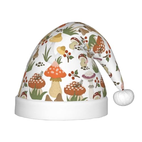 Kuilepa Weihnachtsmütze mit Pilz-Druck, für Kinder, Unisex, bequeme Weihnachtsmütze für Weihnachten, Neujahr, Feiertage, Partyzubehör von Kuilepa